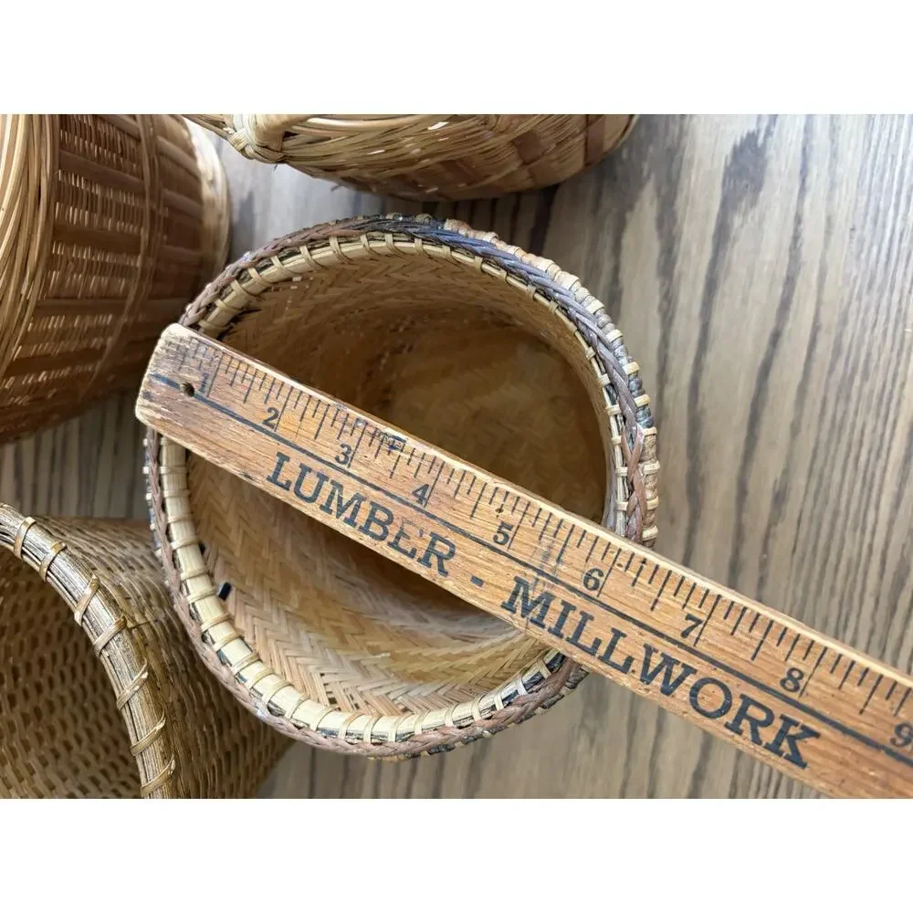 Vintage Woven Basket Planter Set of Four 10” 6